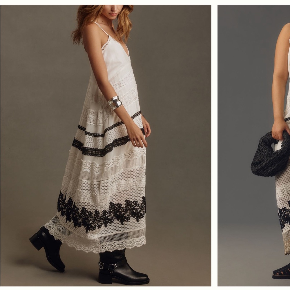 Anthropologie Black & White Midi Dress